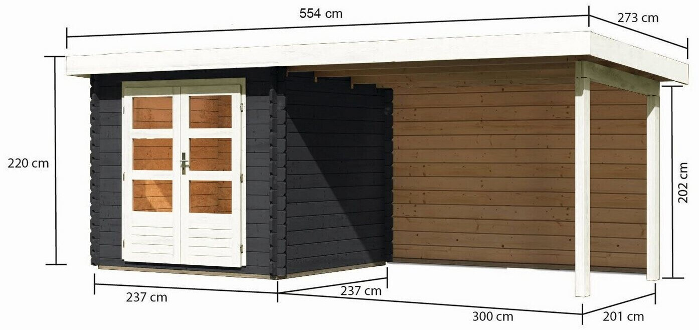 Konifera Schloßsee 2 BxT: 554x273 cm Set mit Anbaudach, Rückwand und  Fußboden im Haus ab 3.041,64 € | Preisvergleich bei | Gartenhäuser