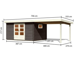 Karibu Trittau 5 BxT: 706x333 cm mit Anbaudach und Fenster, terragrau ab  4.199,00 € | Preisvergleich bei