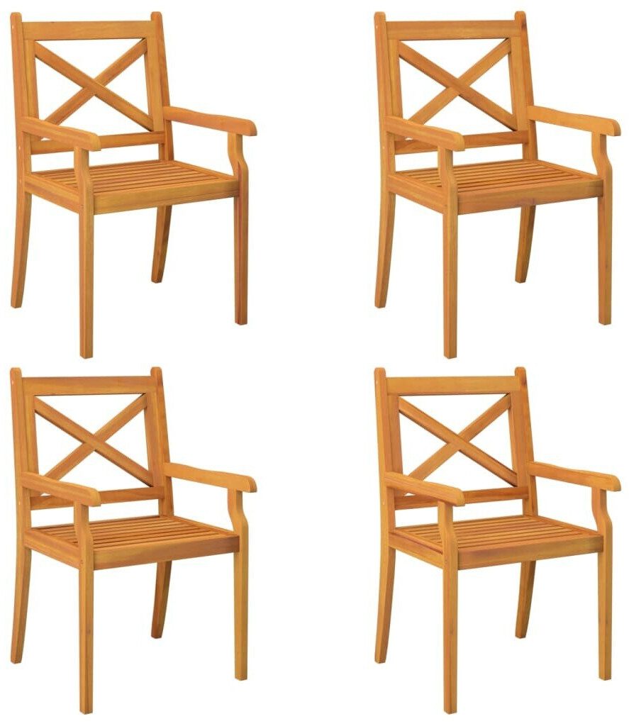 vidaXL Chaises à dîner d'extérieur 4 pcs bois d'acacia massif (3098660)