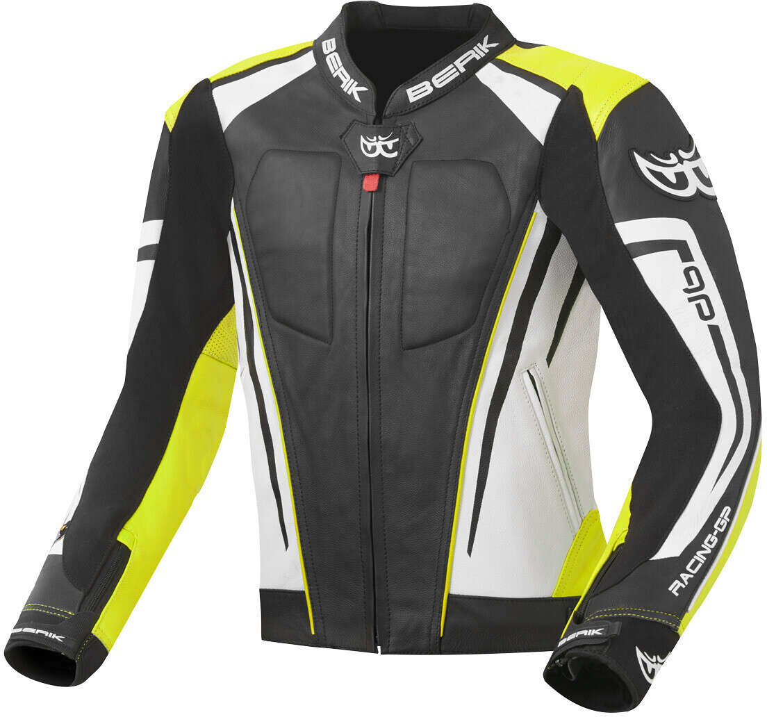 Berik Striper Evo Motorcycle Leather Jacket black/white/yellow