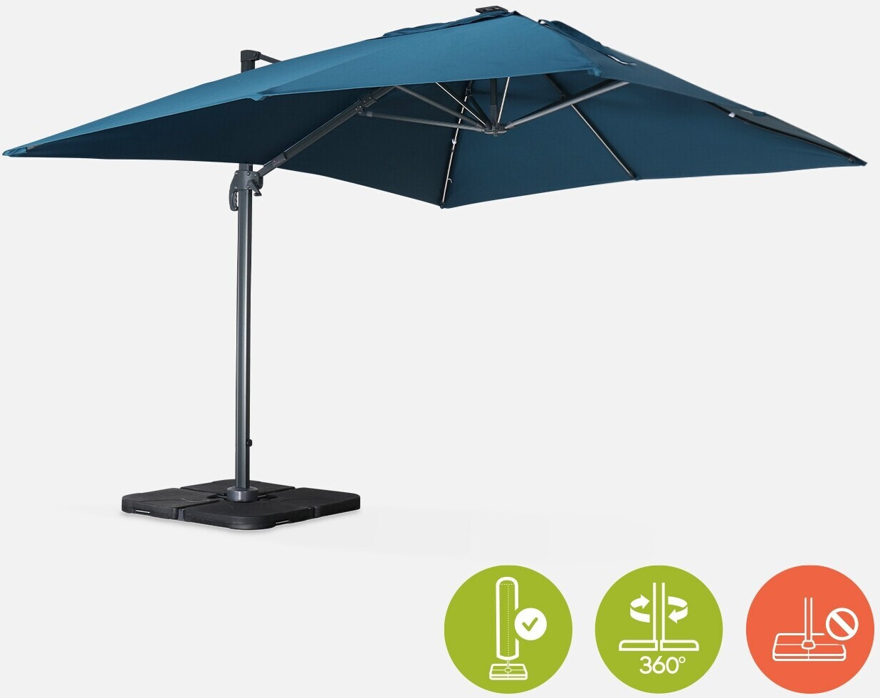 Alice's Garden LEDSolar Sonnenschirm 3 x 4 m Luce Entenblau ab 429,99