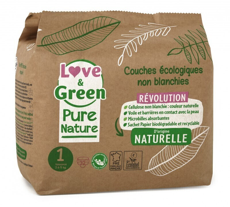 Love & Green Couches écologiques Pure Nature taille 1 (2 à 5 kg) au  meilleur prix sur