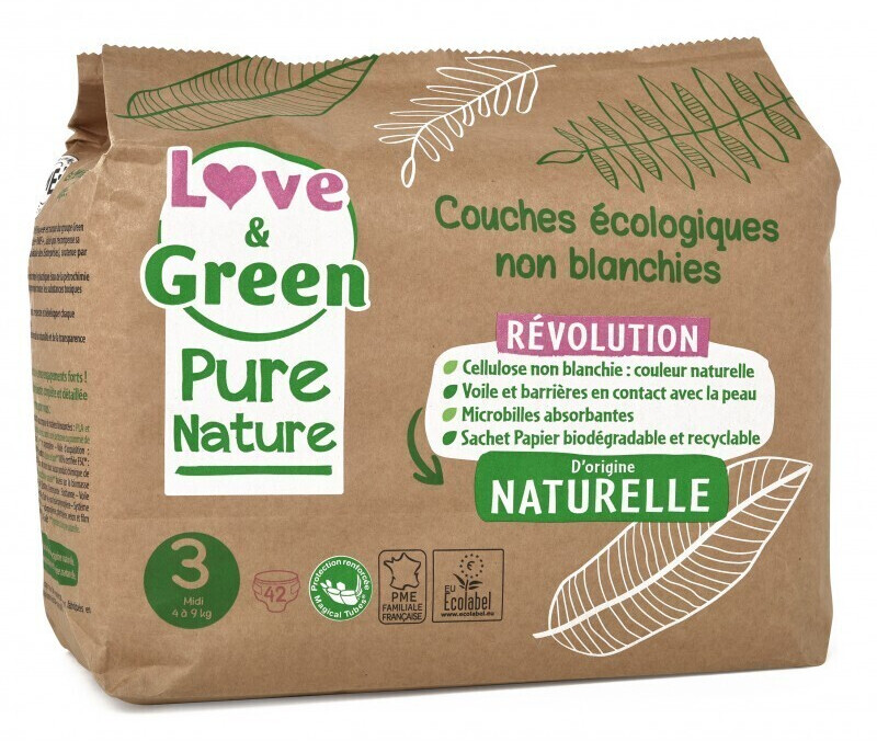 Love & Green Couches écologiques Pure Nature taille 3 (4 à 9 kg