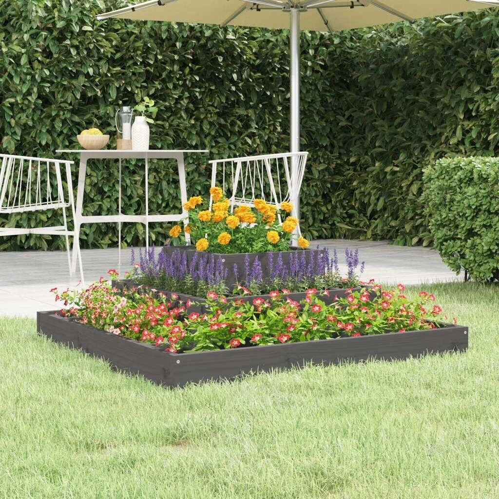vidaXL Pflanzkübel 80 x 80 x 27 cm Massivholz Kiefer grau (823866) ab