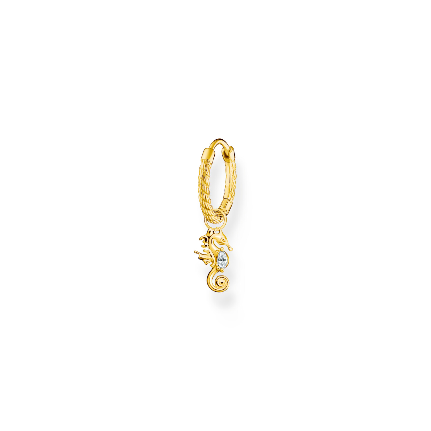 Thomas Sabo Orecchino Singolo A Cerchio Con Cuore E Pietre Bianche, In Argento 925, Collezione Charm Club, Colore Rosa