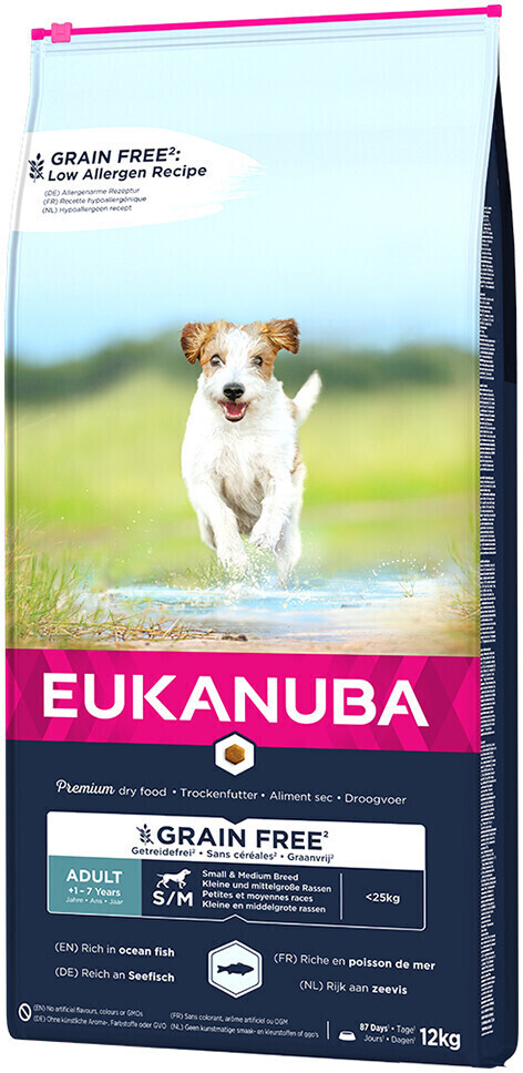 Eukanuba Grain Free Adulte petites et moyennes races poisson de mer