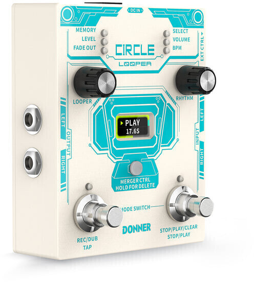 Donner Circle Looper Guitar Pedal with Drum Machine Time Display