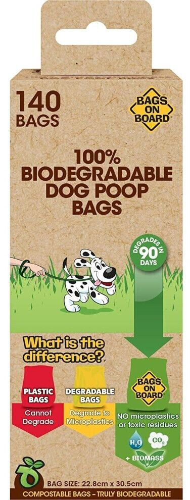 Bags on Board 100% Biodegradable Dog Poop Bags 140 Bags