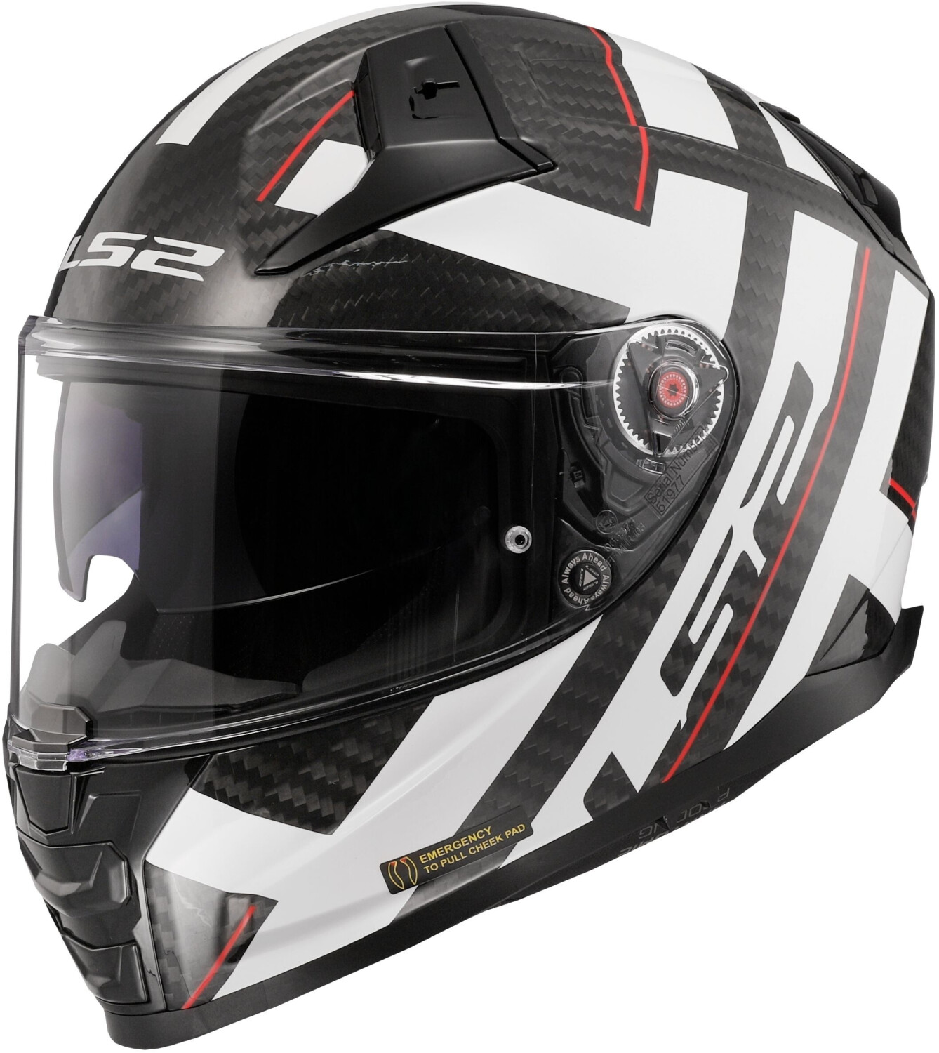 LS2 FF811 Vector II Carbon Strong mat noir/blanc