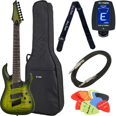 Harley Benton MultiScale-8 QEB Quilted Emerald Burst