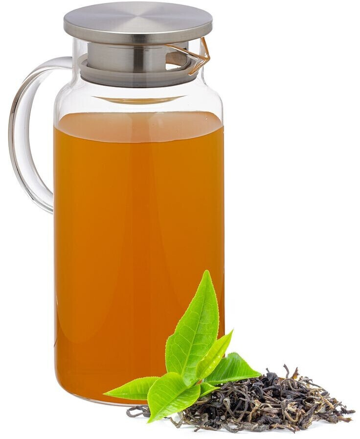 Relaxdays Glass carafe with lid 1.5 liters