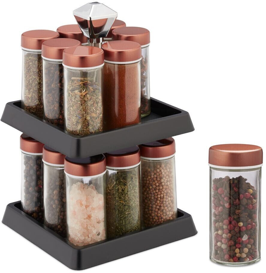 Relaxdays Rotating spice rack with 16 jars
