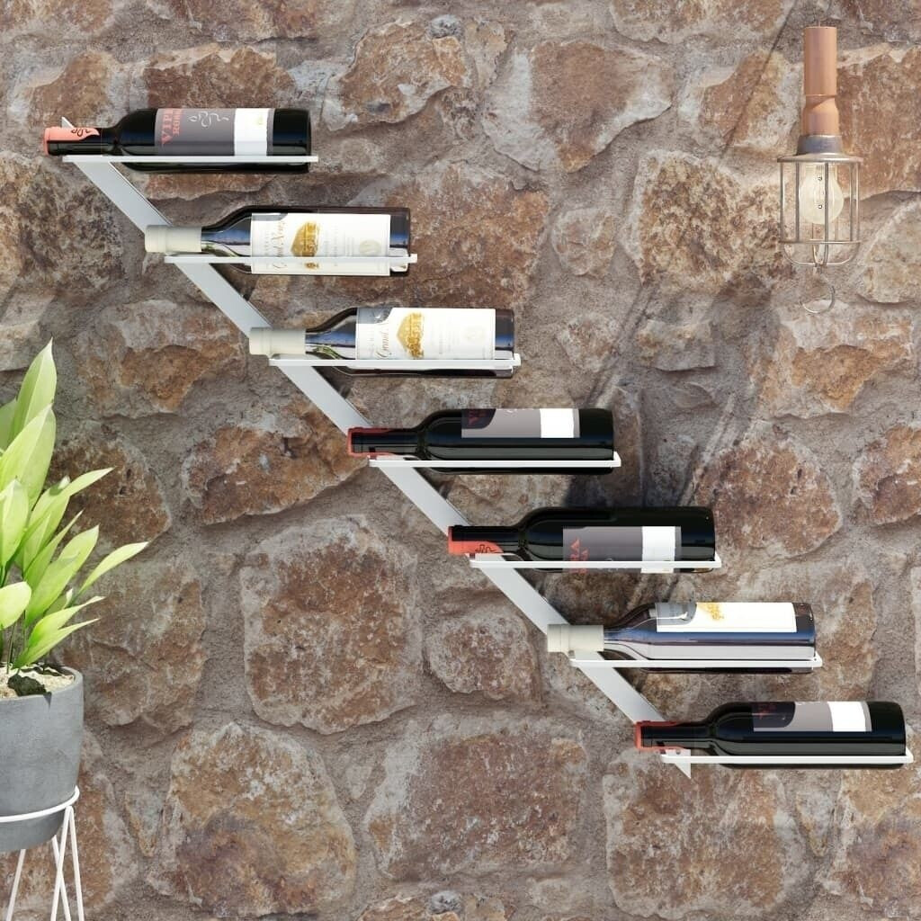 vidaXL Wall Wine Rack for 7 Bottles White Metal White
