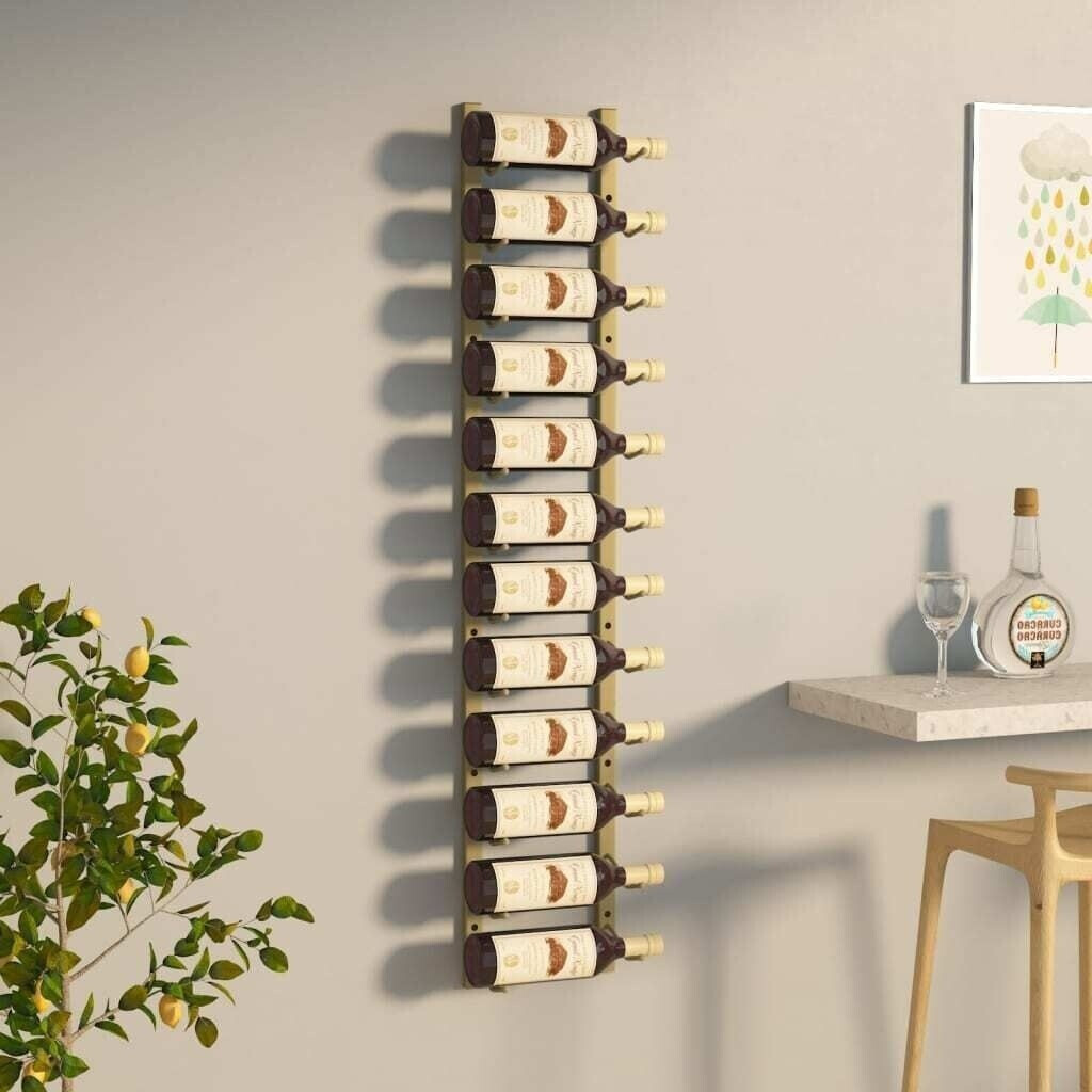 vidaXL Wall mounted wine rack for 12 bottles Golden Eisen Gold
