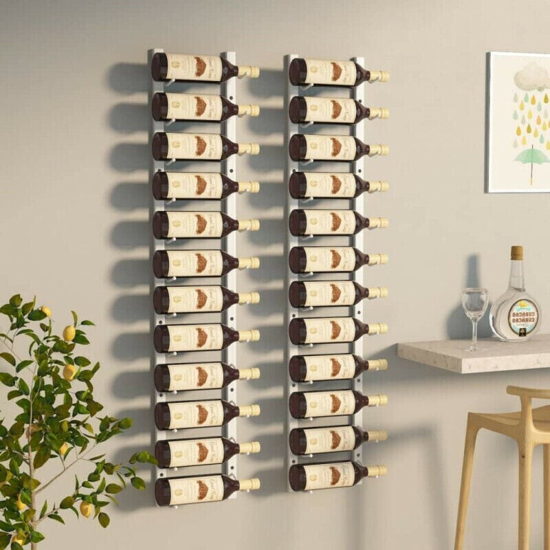 Photos - Other Furniture VidaXL Wall mounted wine rack for 12 bottles 2 pcs. White Iron 