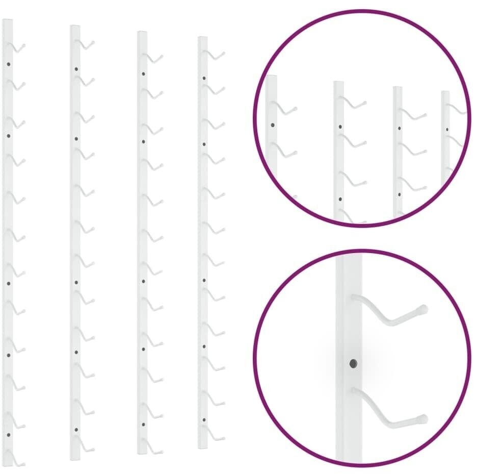 vidaXL Wall mounted wine rack for 12 bottles 2 pcs. White Iron
