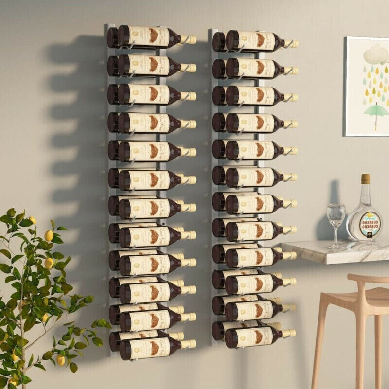 Photos - Other Furniture VidaXL Wall mounted wine rack for 24 bottles 2 pcs. White Iron 