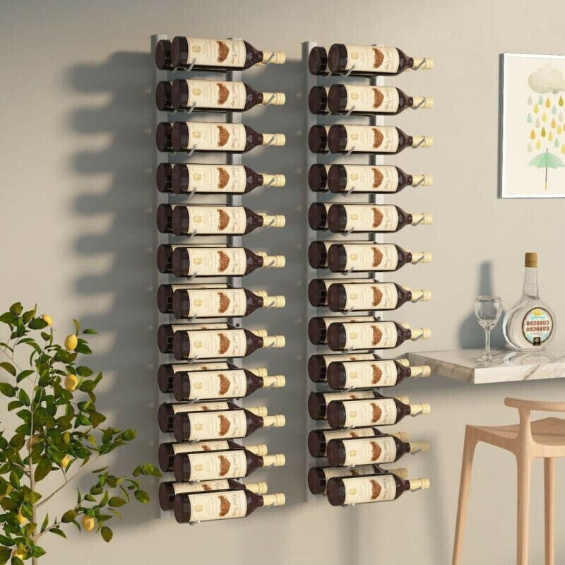 vidaXL Wall mounted wine rack for 24 bottles 2 pcs. White Iron