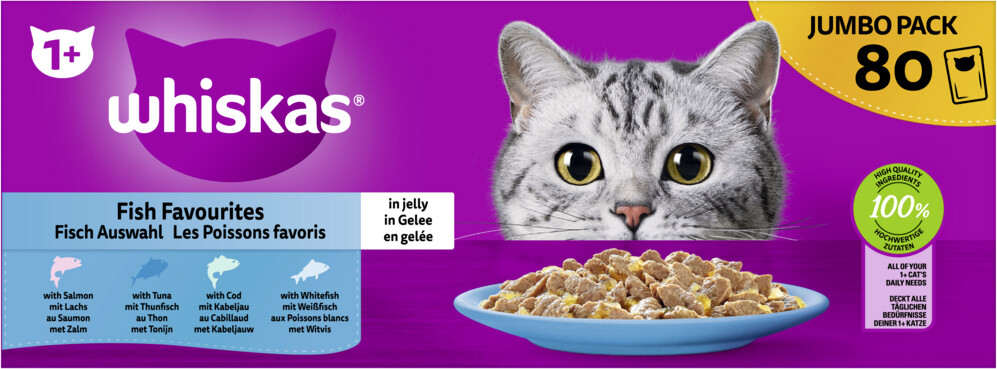 Whiskas Pâtée pour chat 80 x 85g Jumbo Pack Whiskas Pâtée pour chat 80 x 85g Jumbo Pack