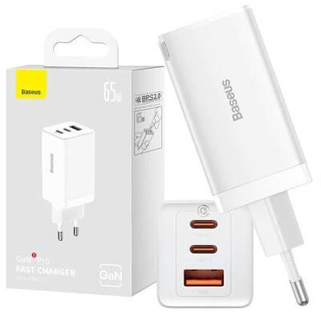 Baseus GaN5 Pro wall charger 2xUSB-C + USB-A 65W (white) ab 31,36 €