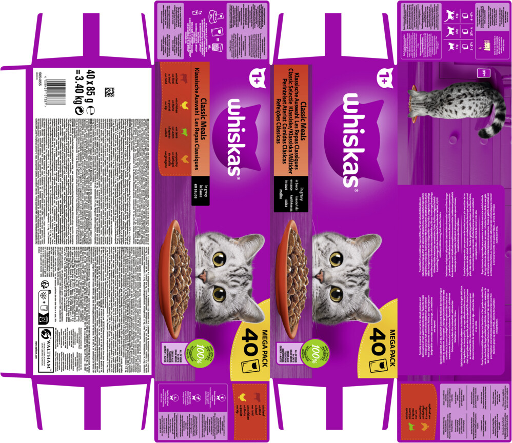 Whiskas Pâtée pour chat 40 x 85g Mega Pack Whiskas Pâtée pour chat 40 x 85g Mega Pack