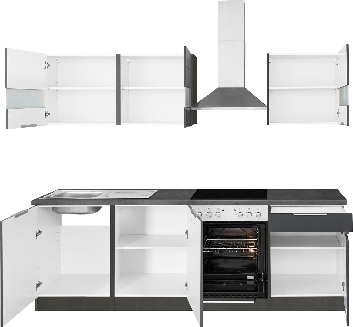Held Möbel Komplettküchen-Sets Luhe | cm weiß bei 1.130,49 240 grafit oxid € Preisvergleich stone ab matt