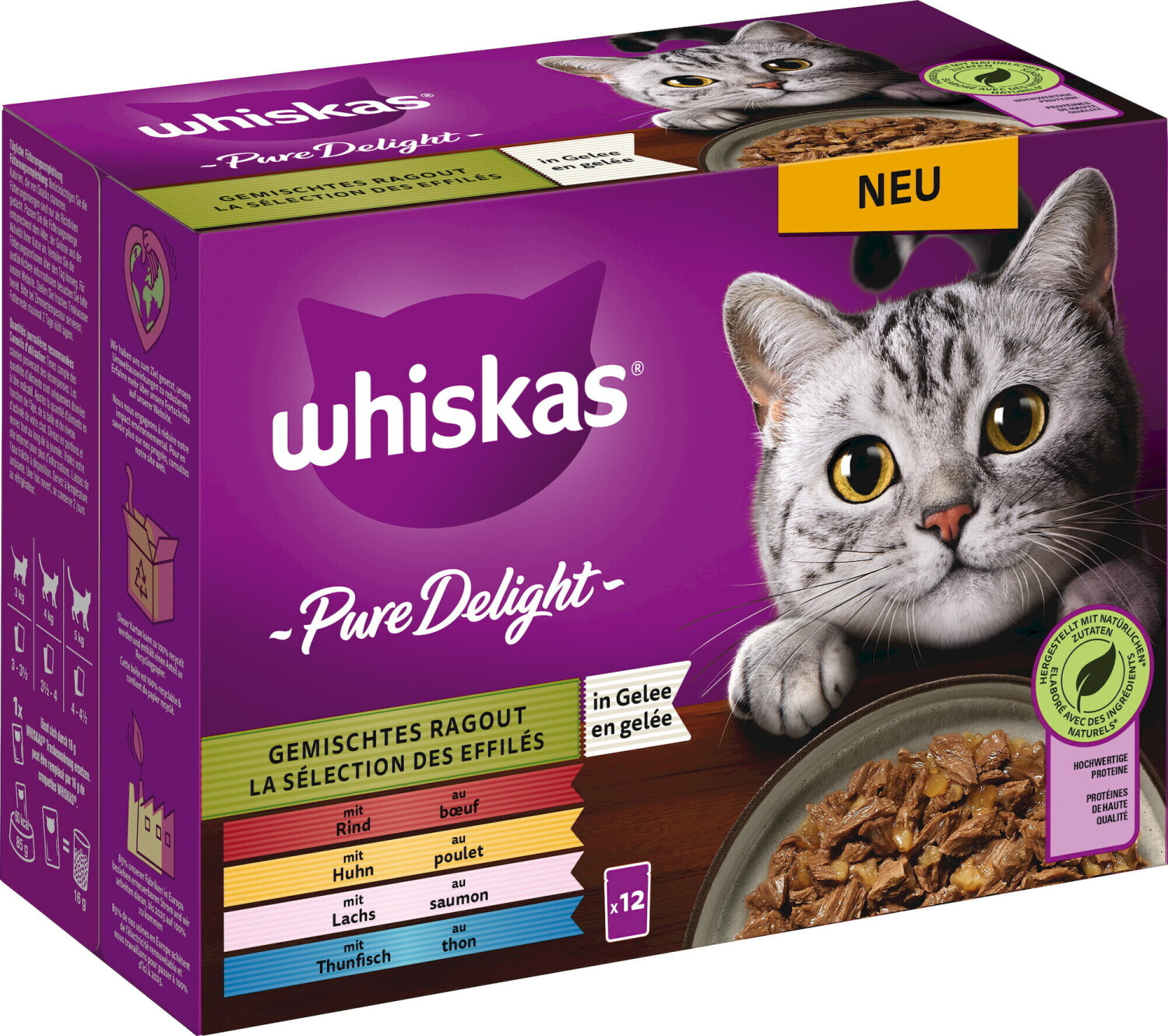 Whiskas Pure Delight Adult Mixed Ragout in Jelly 12x85g