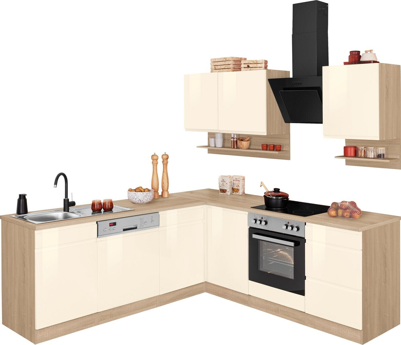 Held Möbel Komplettküchen-Sets Virginia ab 220x200x60 1.649,99 Preisvergleich creme bei | cm Eiche €