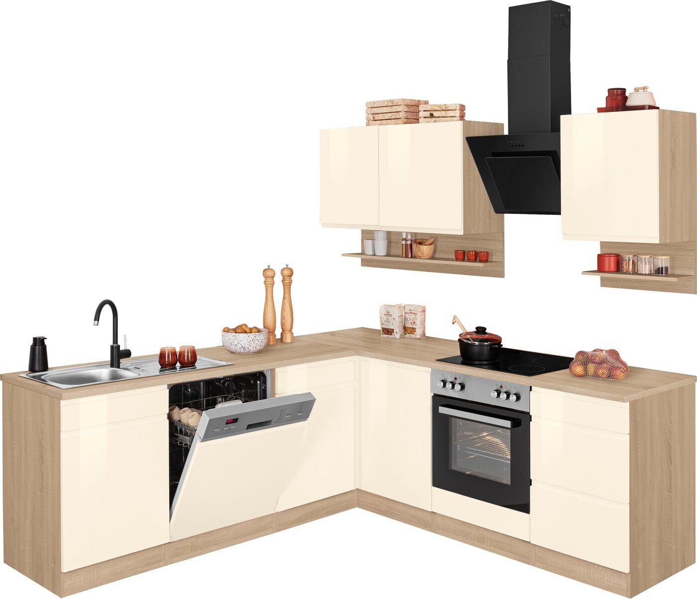 Held Möbel Komplettküchen-Sets Virginia 220x200x60 cm bei € Preisvergleich creme 1.649,99 ab | Eiche