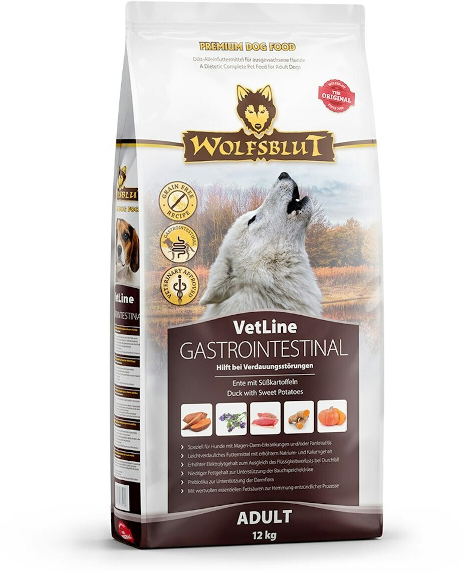 Wolfsblut VetLine Gastrointestinal Hund Trockenfutter Ente Skartoffeln ab  17.49  | Vergleiche 28 Angebote auf idealo.de