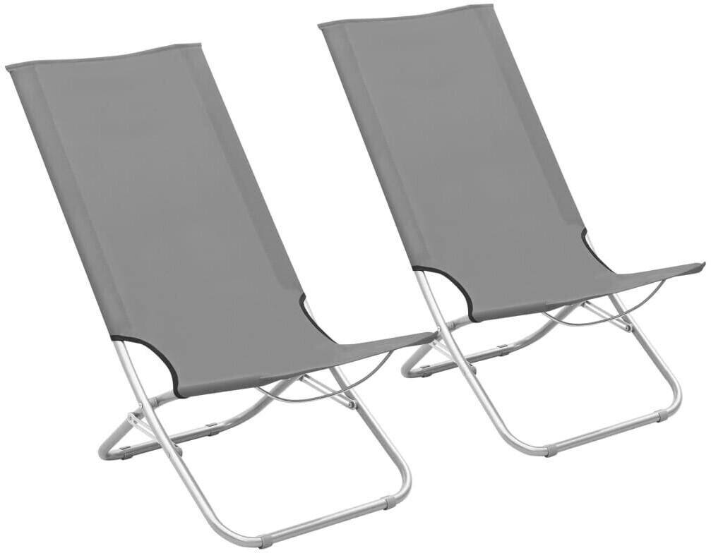 Photos - Outdoor Furniture VidaXL Folding Beach Chairs Set grey 
