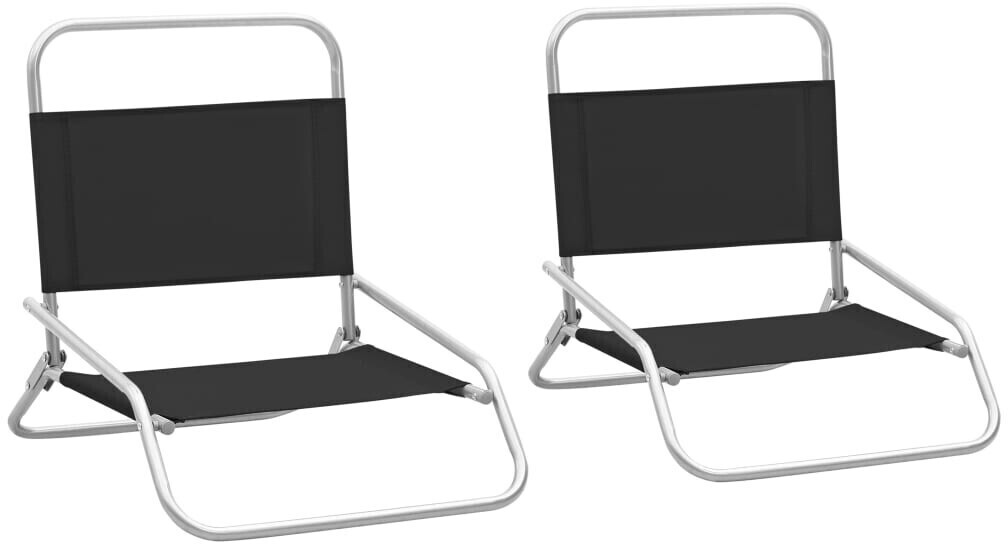 vidaXL Set Folding Beach Chairs black