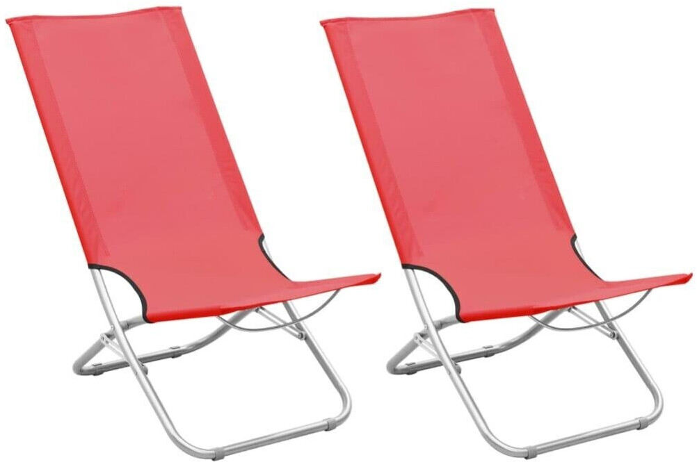 vidaXL Folding Beach Chairs Set red