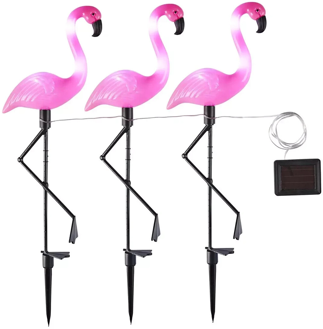 International LED | Gartenleuchten 3-tlg. € Solar Flamingo ab bei Preisvergleich (423908) Haushalt 17,99