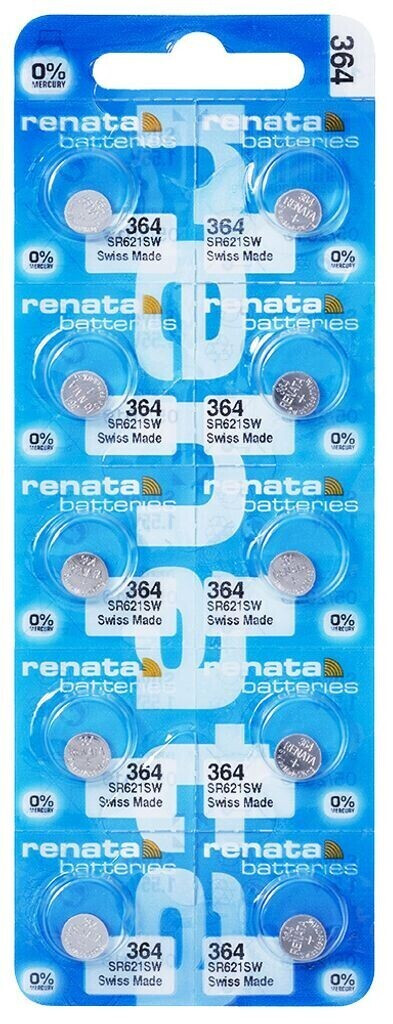 Renata 364 SR621SW Silver Oxide 1 blister de 10 Piles boutons