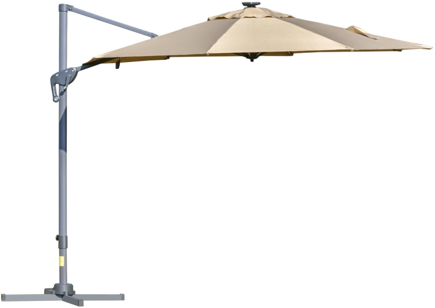 Outsunny Parasol rond 3 m avec LED beige
