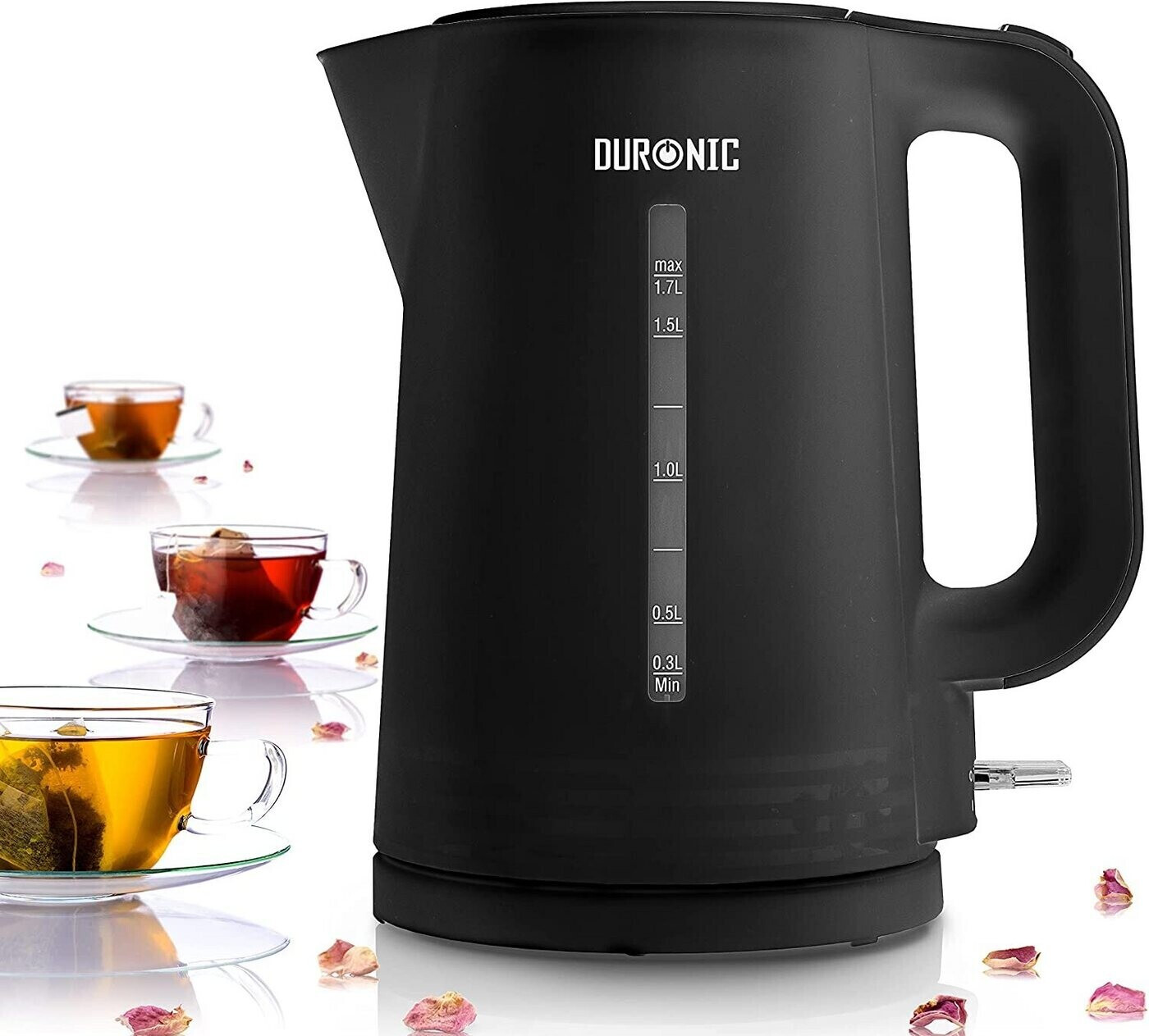 Duronic Kettle, EK17 BK Kettle, 1.7L Capacity, 2200 Watt Black