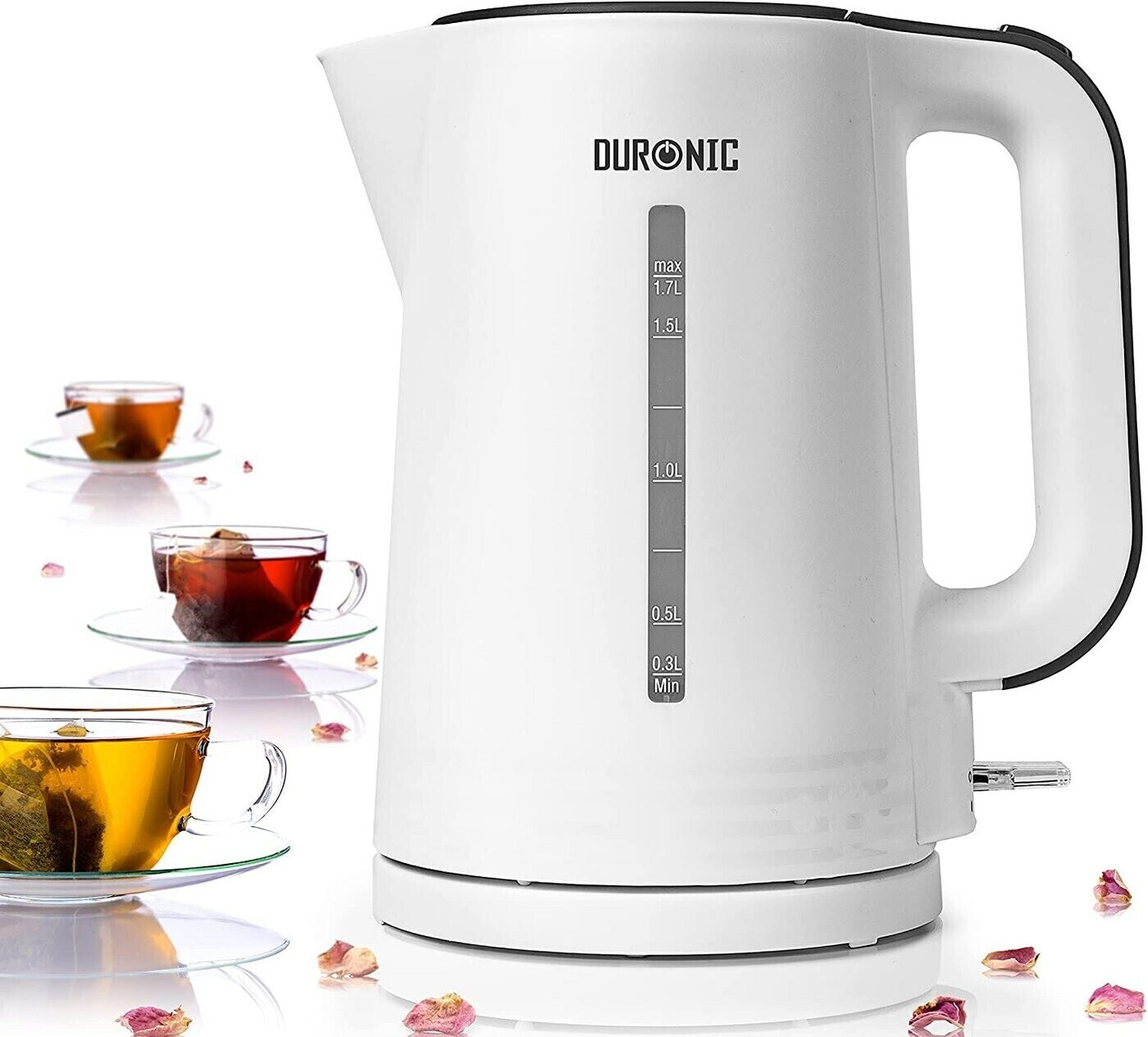 Duronic Kettle, EK17 WE Kettle, 1.7L Capacity, 2200W White