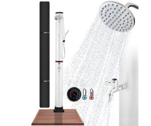 Arebos Solardusche 40L Premium silber mit Bodenplatte Holzoptik ab 219