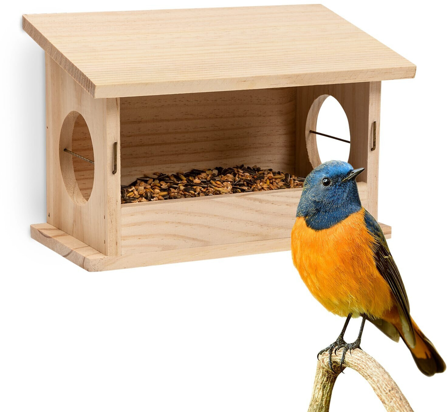 Vente mangeoire sur pied en bois pas cher pour oiseaux - PRÊT A
