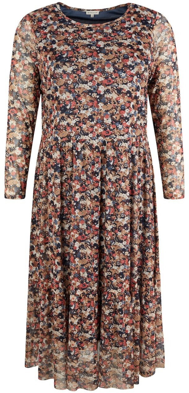 TOM TAILOR Damen Plussize Kleid – Gemustert, Mit Raffungen, 7/8-Ärmel, Gr. 44-54