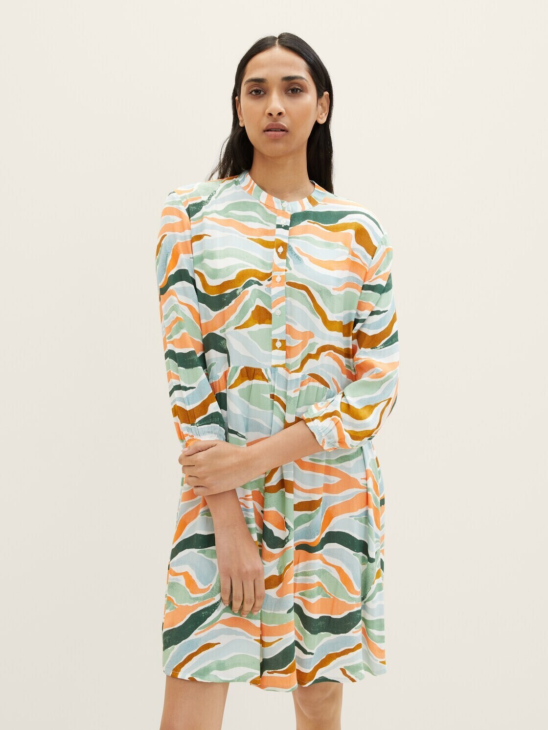Tom Tailor Kleid mit Allover 19,39 Print | Preisvergleich ab wavy colorful (1035862) € design bei