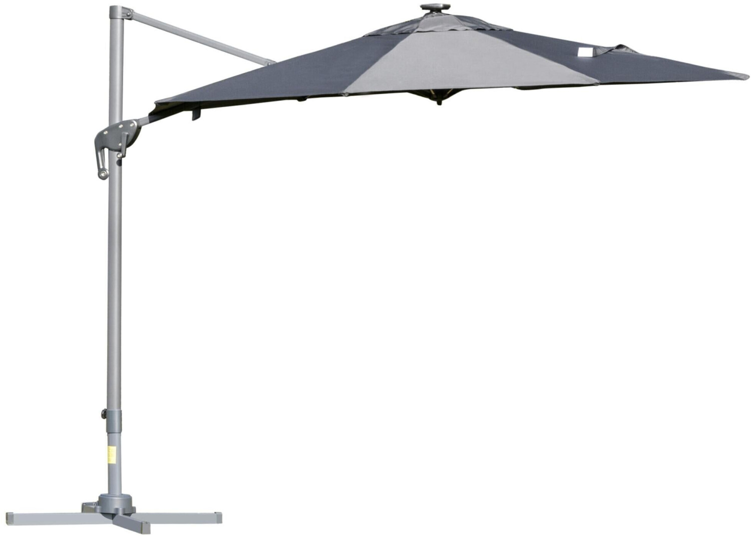 Outsunny Parasol rond 3 m avec LED gris