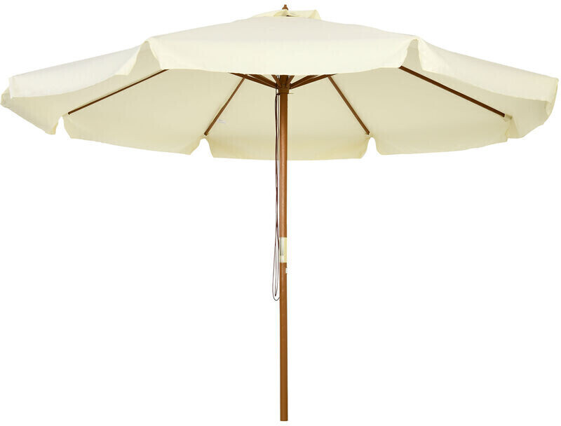 Outsunny Parasol rond 3 m mât en bambou beige