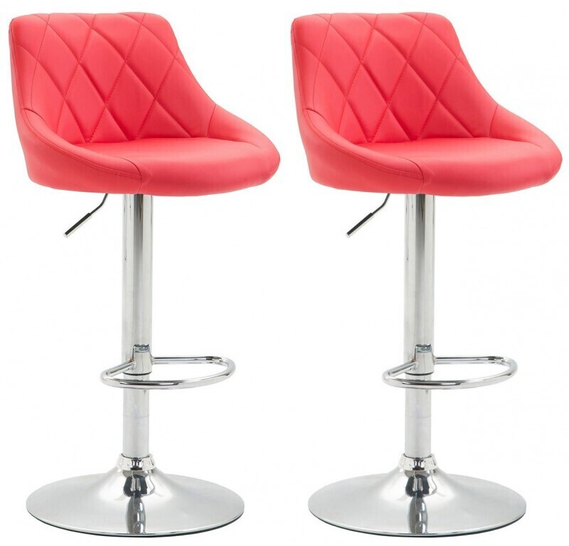 CLP Set of 2 bar stools Lazio imitation leather red