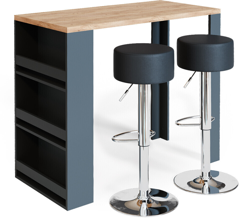 VICCO Bar table117cm incl. 2 bar stools anthracite/gold