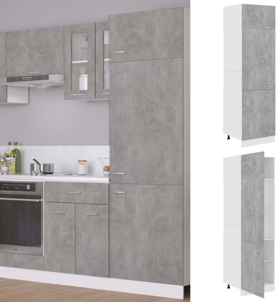 Photos - Kitchen System VidaXL Concrete gray refrigerated cabinet 60x57x207 cm 