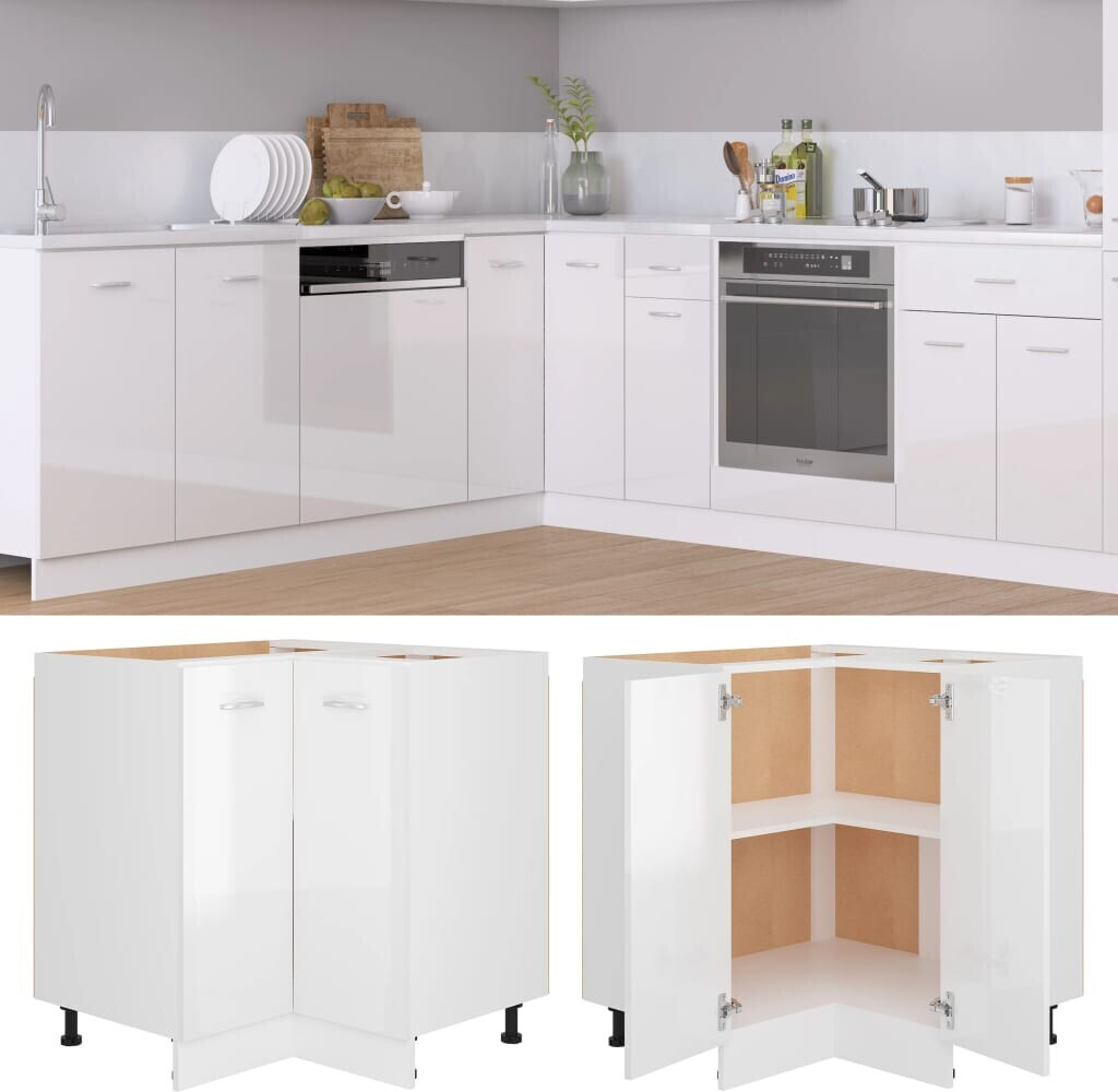 Photos - Kitchen System VidaXL Corner base cabinet high-gloss white 75,5x75,5x80,5 cm 