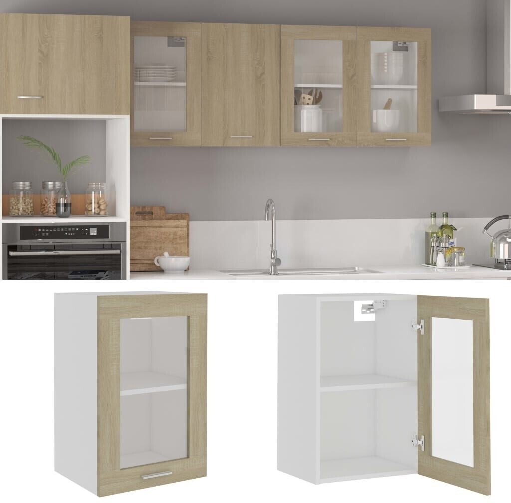 Photos - Kitchen System VidaXL Hanging glass cabinet Sonoma oak 40x31x60 cm 