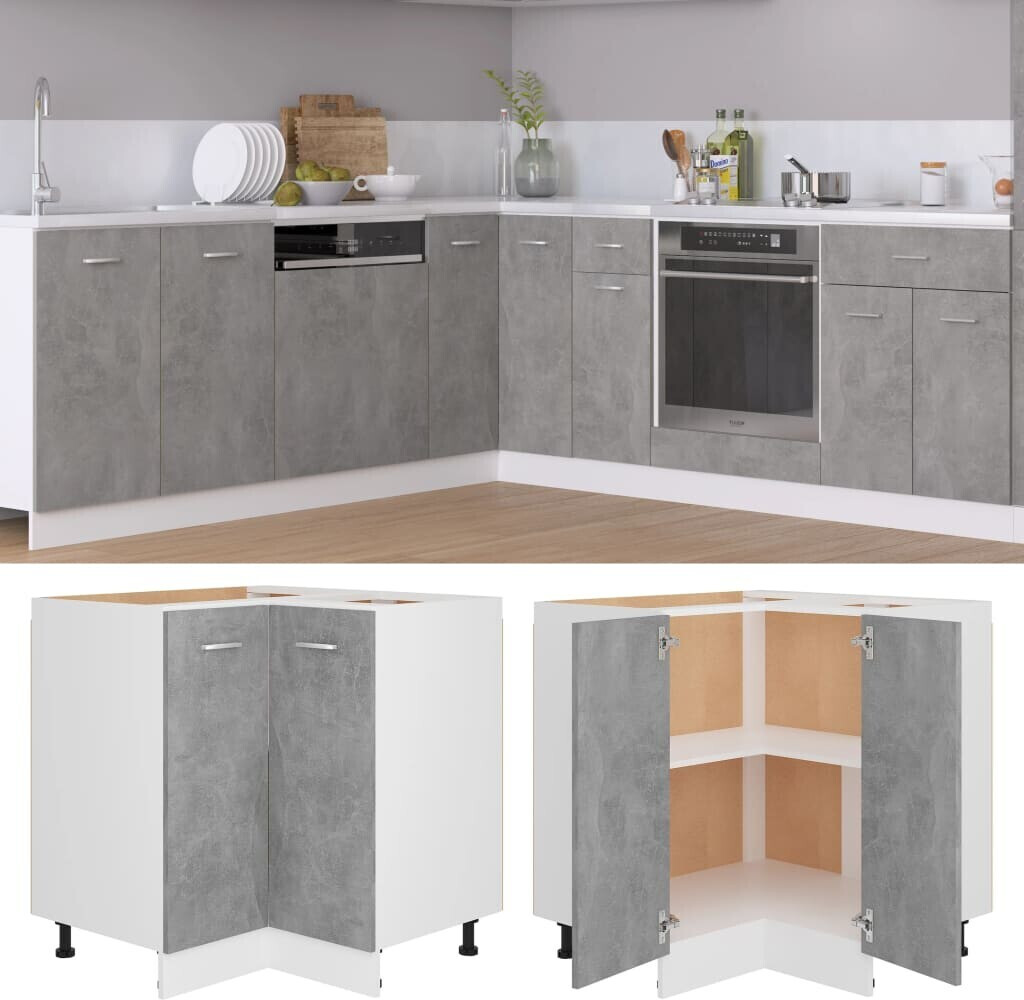 Photos - Kitchen System VidaXL Corner base unit concrete gray 75,5x75,5x80,5 cm 